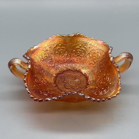 Antique Fenton Persian Medallion Marigold Carnival Glass Bowl Bon Bon Candy Dish - Picture 1 of 7